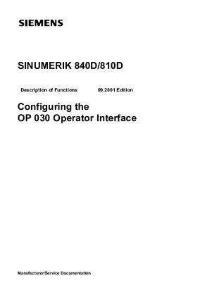 Description of Functions Configuring the OP 030 Operator Interface