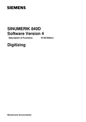 Description of Functions Digitizing 840D