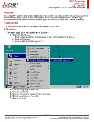 Для замены привода MR-J2 и восстановления абсолютного положения Matrix Control