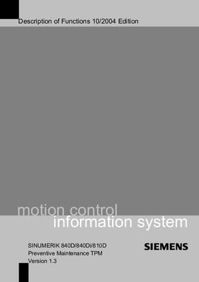 Description of Functions Preventive maintenance TPM