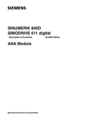 Description of Functions ANA Module