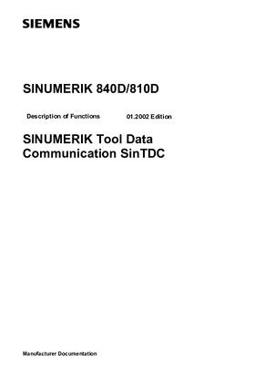 Description of Functions Tool Data Communication SinTDC