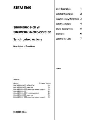 Description of Functions Synchronized Actions
