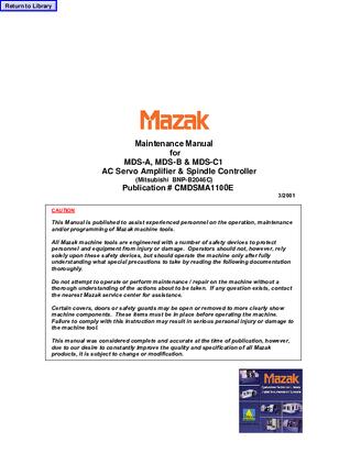 Maintenance Manual for MDS-A, MDS-B & MDS-C1 AC Servo Amplifier & Spindle Controller